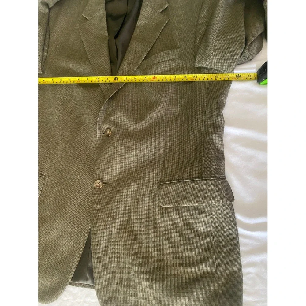 Oscar de la renta  Olive Green Micro Check Windowpane Two‎ Button Blazer.